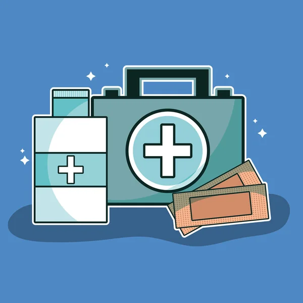 medical care tools to first aid, vector illustration