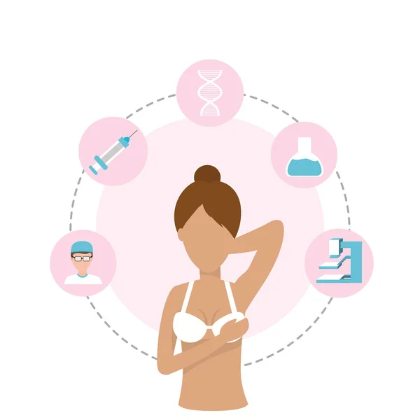 Γυναίκα Καρκίνος Μαστού Και Εικονογράφηση Διάνυσμα Ιατρική Διάγνωση — Διανυσματικό Αρχείο