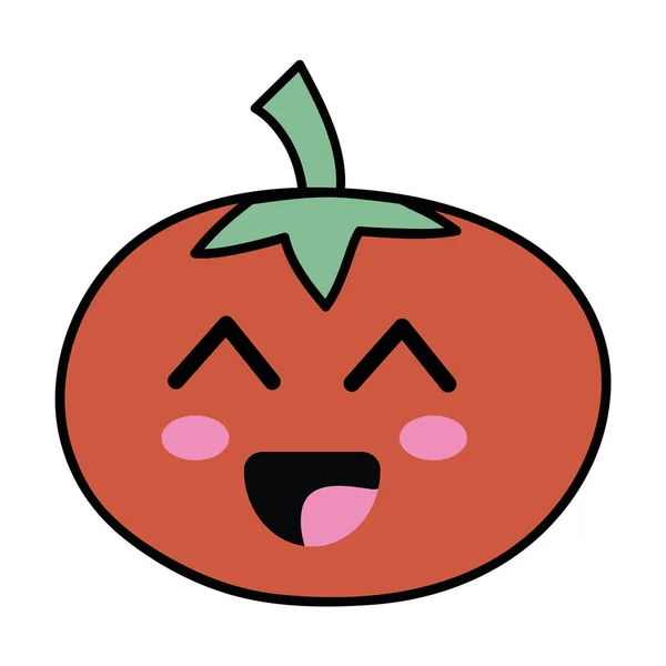 Kawaii Bonito Feliz Tomate Vegetal Ilustração Vetorial — Vetor de Stock