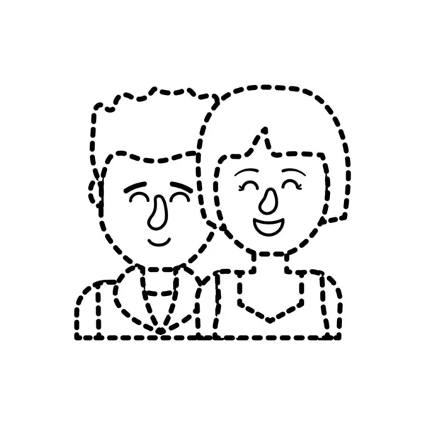 ヘアスタイル デザイン ベクトル図で点線の形状の素敵なカップル — ストックベクタ