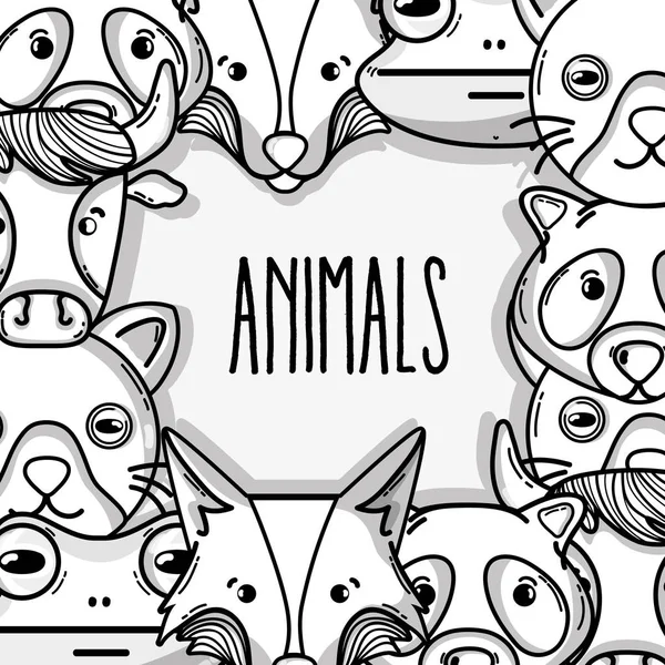 Söt Naturliga Animaliska Bakgrunden Design Vektorillustration — Stock vektor