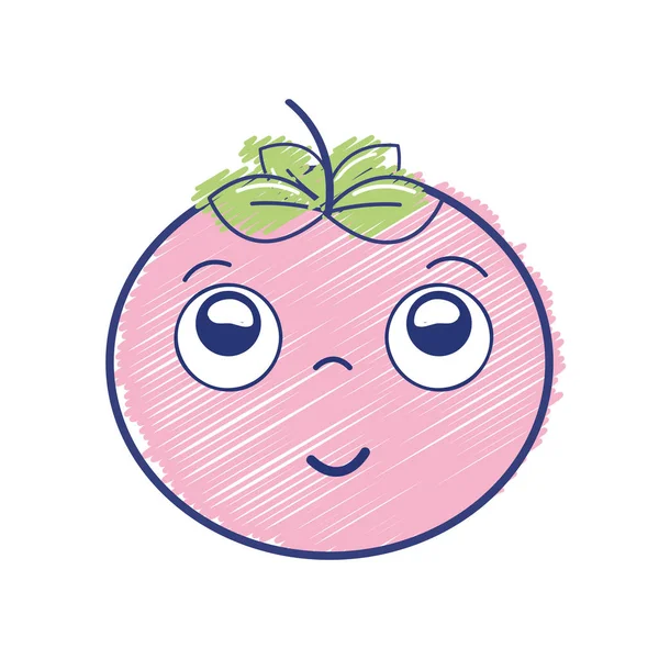 Kawaii Agradable Feliz Tomate Vegetal Vector Ilustración — Archivo Imágenes Vectoriales