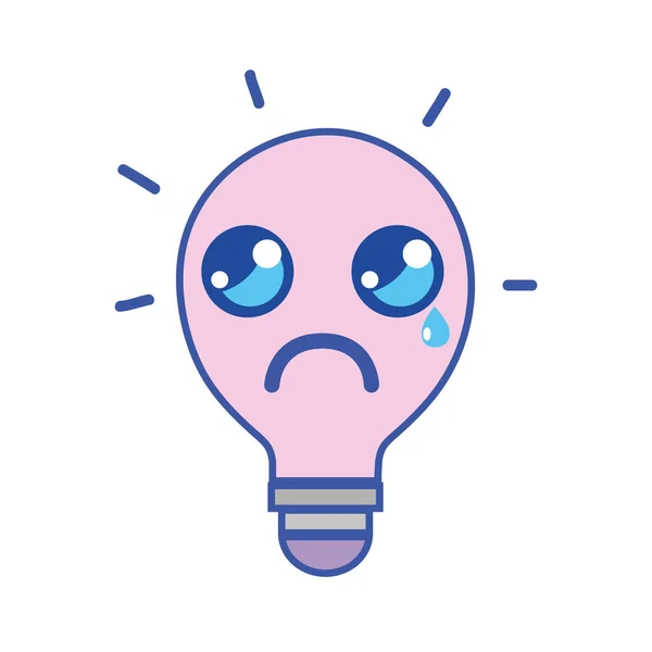 Kawaii Cute Crying Bulb Idea Vector Illustration — Stock Vector