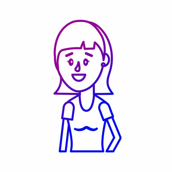 Lijn Vrouw Met Kapsel Blouse Ontwerp Vectorillustratie — Stockvector