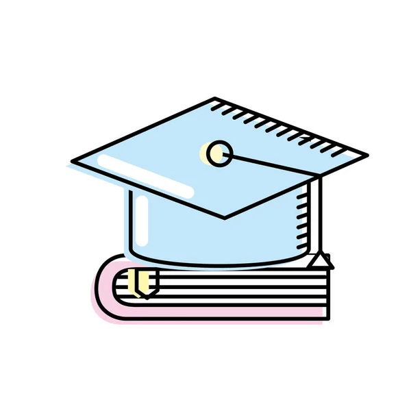 Graduation Casquette Sur Illustration Vectorielle Livre Proche — Image vectorielle