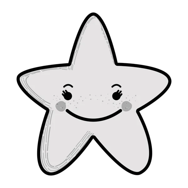 Grayscale Kawaii Happy Star Icon Vector Illustration Design — Stock Vector