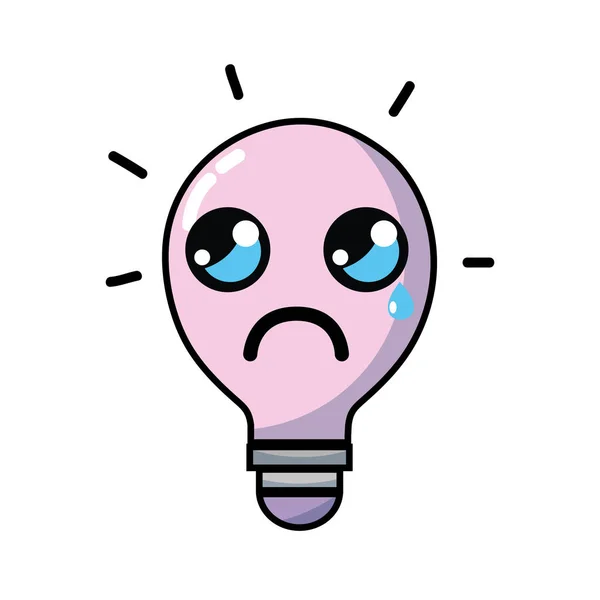 Kawaii Cute Crying Bulb Idea Vector Illustration — Stock Vector