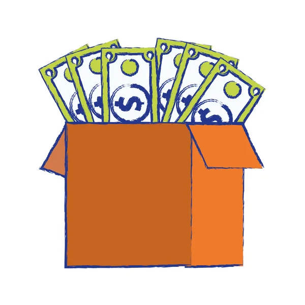 Boîte Ouverte Avec Billets Dessin Illustration Vectoriel Dollar — Image vectorielle