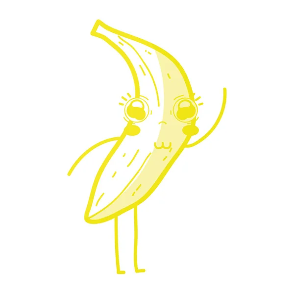 Kawaii Bonito Feliz Banana Fruta Vetor Ilustração — Vetor de Stock