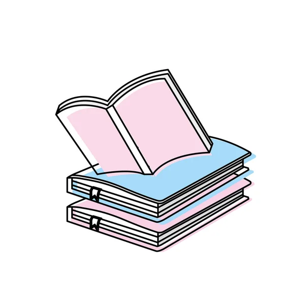 Notebooks Educação Objeto Com Desenho Papel Nota Ilustração Vetorial — Vetor de Stock