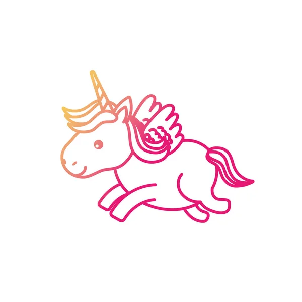 Siluet Unicorn Lucu Dengan Tanduk Dan Sayap Desain Vecto Ilustrasi - Stok Vektor