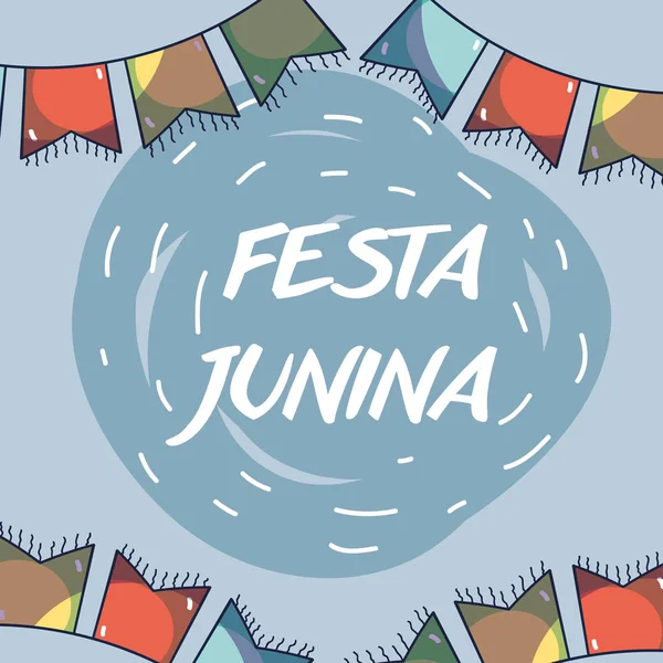 Conceito Colorido Com Bandeira Partido Comemorando Festa Junina Ilustração Vetorial —  Vetores de Stock