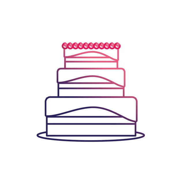 Línea Deliciosa Torta Para Celebrar Ilustración Vectorial Día Especial — Vector de stock