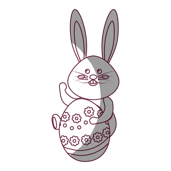 figure rabbit easter with decorated egg in the hands, vector illustration