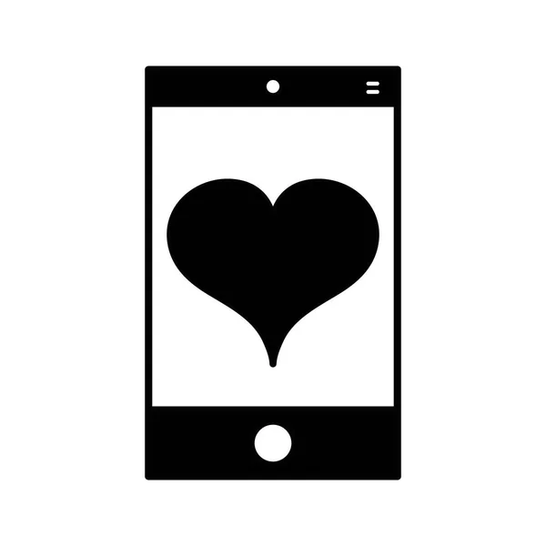 Kontur Smartphone Technologie Mit Herz Liebe Design Vektor Illustration — Stockvektor