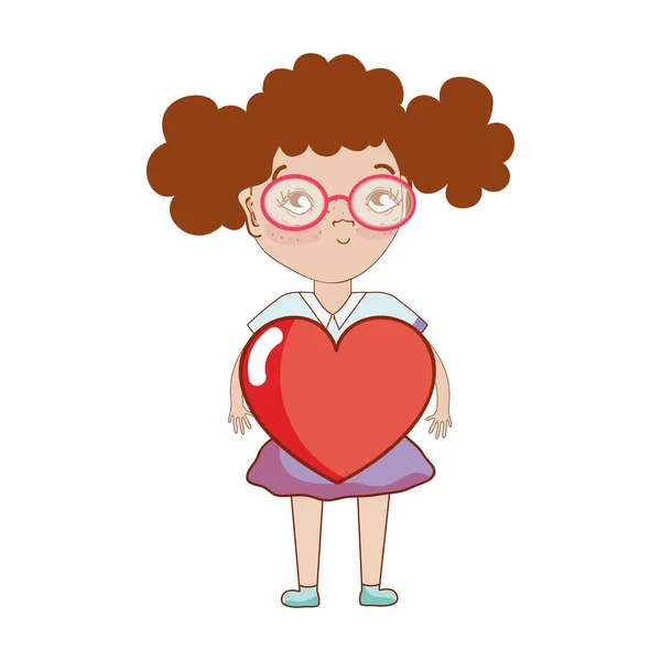 Bonita Chica Con Corazón Gafas Ilustración Vectorial — Vector de stock