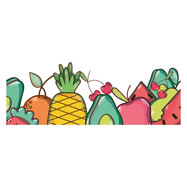 Deliciosas Frutas Tropicais Fundo Design Vetor Ilustração —  Vetores de Stock