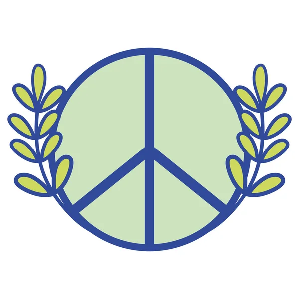 Emblema Hippie Ramas Con Ilustración Vector Diseño Hojas — Vector de stock