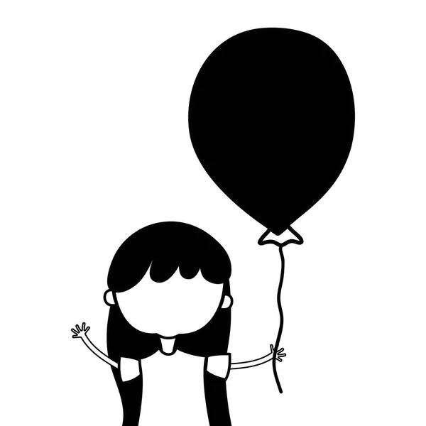 Schönheit Mädchen Mit Ballon Design Der Hand Vektor Illustration — Stockvektor