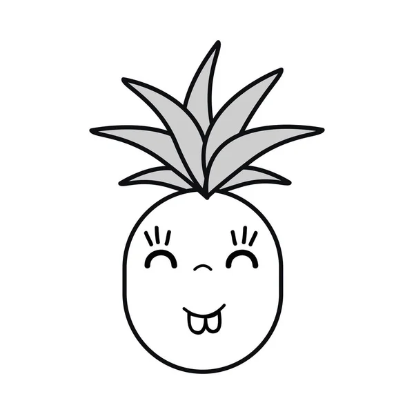 Kawaii Mignon Ananas Heureux Légume Illustration Vectorielle — Image vectorielle