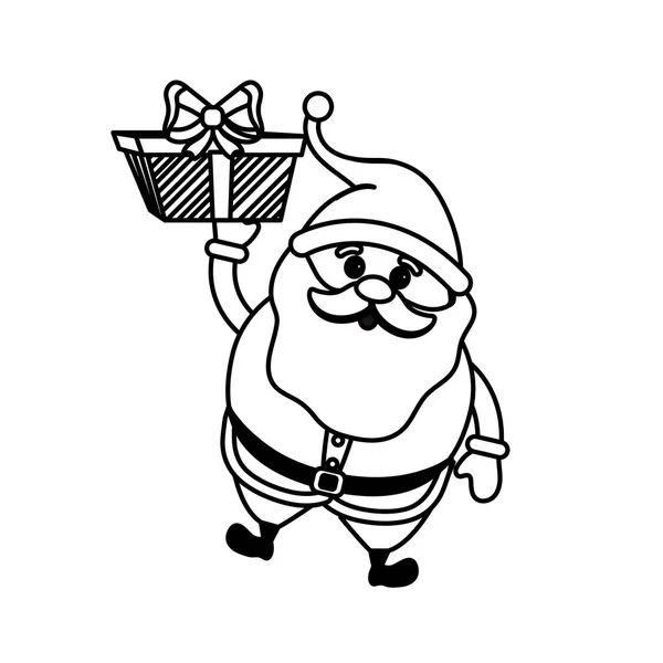 Ligne Santa Claus Avec Costume Noël Cadeau Cadeau Vectoriel Illustration — Image vectorielle