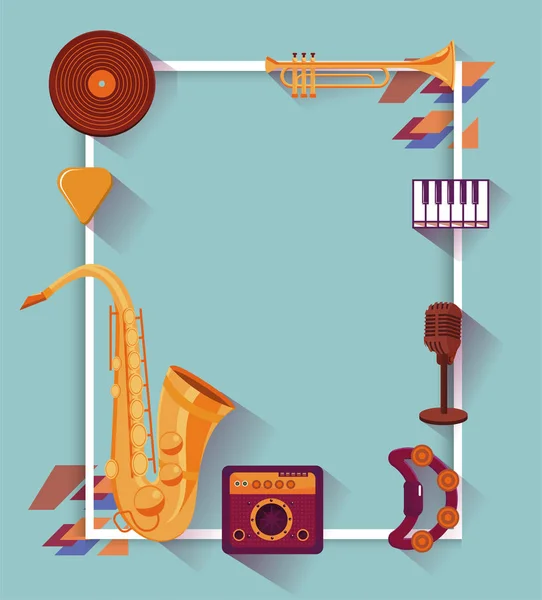Festival Musique Avec Des Instruments Professionnels Illustration Vectorielle Divertissement — Image vectorielle
