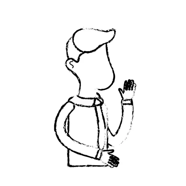 Figur Netter Mann Mit Krawatte Und Pullover Vektorillustration — Stockvektor