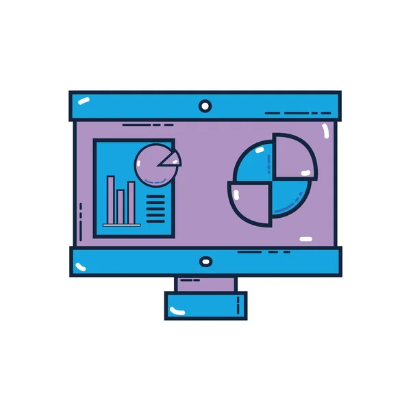 Ordenador Con Documento Empresa Diagrama Estadístico Ilustración Vectorial — Archivo Imágenes Vectoriales