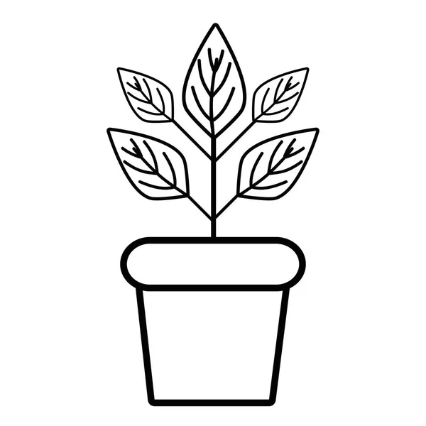 Linha Planta Dentro Vaso Plantas Para Preservação Ecologia Vetor Ilustração — Vetor de Stock