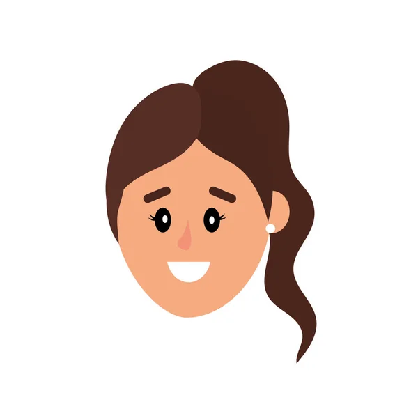 Hoofd Van Vrouw Van Avatar Met Kapsel Ontwerp Vector Illustratie — Stockvector