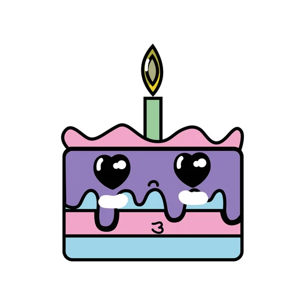 卡瓦伊可爱的嫩蛋糕甜点矢量插图 — 图库矢量图片