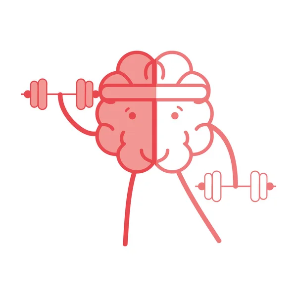 Icono Adorable Cerebro Kawaii Haciendo Ejercicio Vector Ilustración — Vector de stock