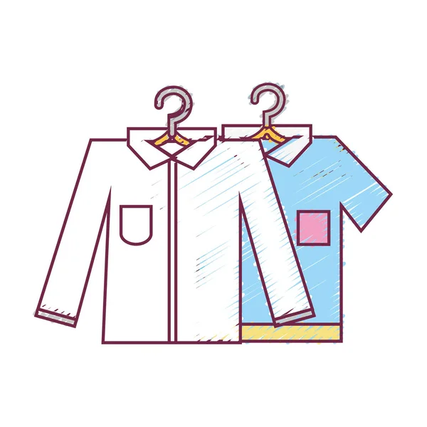 Camisas Limpias Diseño Con Ropa Colgante Vector Ilustración — Archivo Imágenes Vectoriales