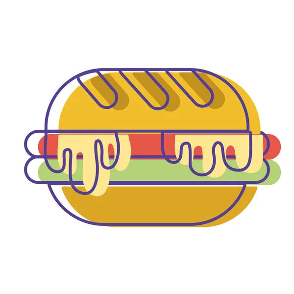 Вкусный Гамбургер Нездоровая Иллюстрация Вектора Фаст Фуда — стоковый вектор