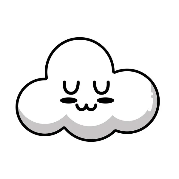 Линия Кавайи Милая Нежная Векторная Иллюстрация Погоды Облаке — стоковый вектор