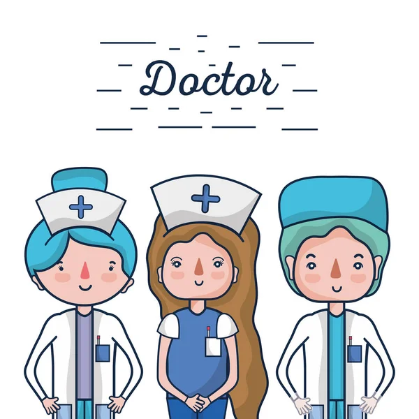 Enfermero Con Médico Especialistas Profesionales Ilustración Vectorial — Vector de stock