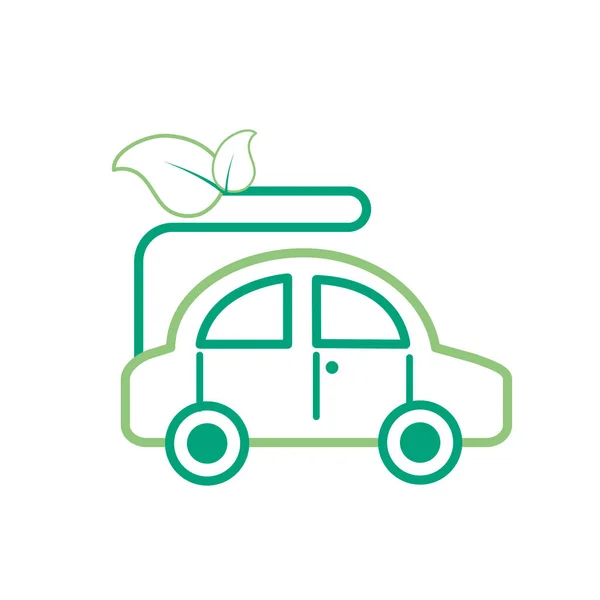 Ecologycal 車の環境ケア ベクトル図の葉します — ストックベクタ
