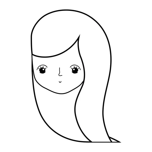 Γραμμή Χαριτωμένο Γυναίκα Κεφάλι Χτένισμα Σχεδιασμό Εικονογράφηση Διάνυσμα — Διανυσματικό Αρχείο