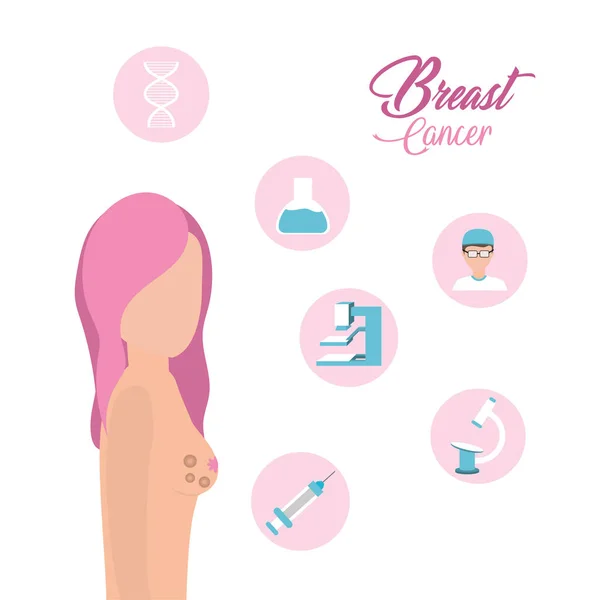 Woman Breast Cancer Support Treatment Vector Illustration — Stock Vector