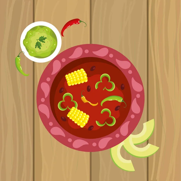 墨西哥辛辣食品与酱汁和鳄梨向量例证 — 图库矢量图片