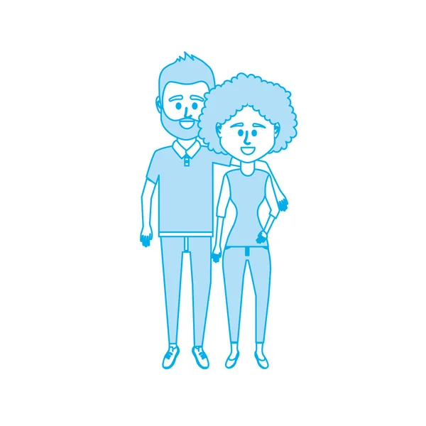 Silueta Pareja Junto Con Nubes Diseño Vector Icono Ilustración — Vector de stock