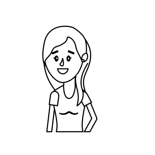 Mujer Línea Con Peinado Ilustración Vector Diseño Blusa — Vector de stock