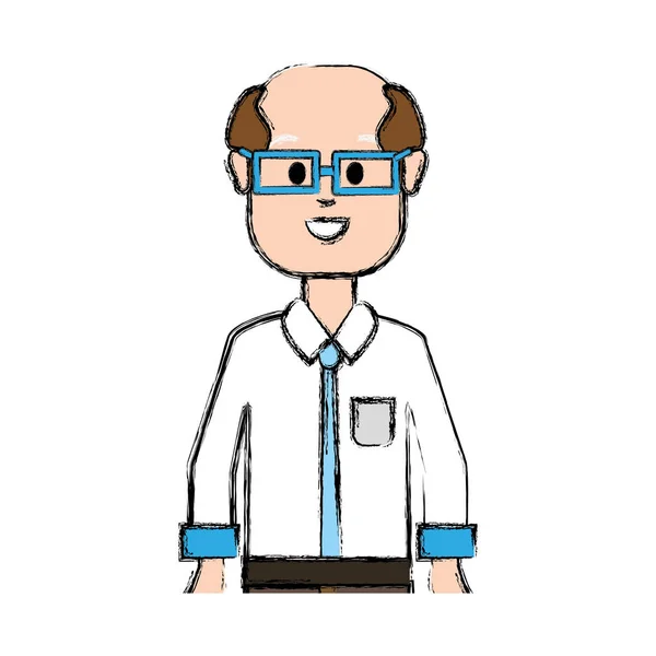 Hombre Feliz Con Gafas Camisa Peinado Ilustración Vectorial — Vector de stock