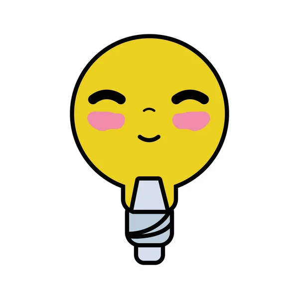Kawaii Cute Happy Bulb Energi Vektor Ilustrasi - Stok Vektor