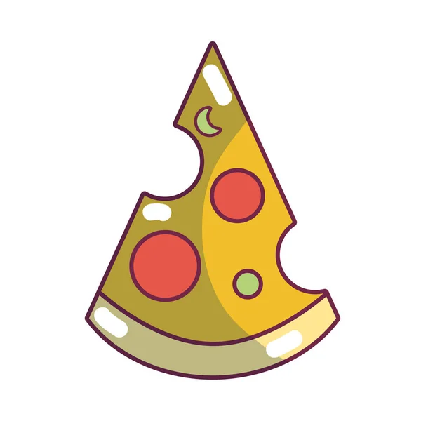 Deliciosa Pizza Rebanada Insana Comida Rápida Vector Ilustración — Vector de stock