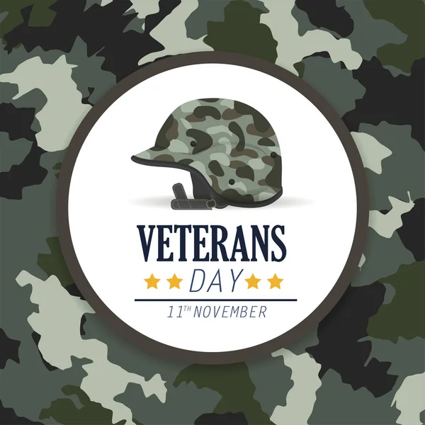 Celebrazione Del Giorno Dei Veterani Illustrazione Vettoriale Del Casco Militare — Vettoriale Stock