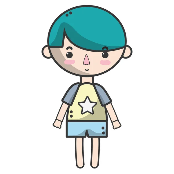 Tender Boy Child Pijama Hairstyle Vector Illustration — Stock Vector