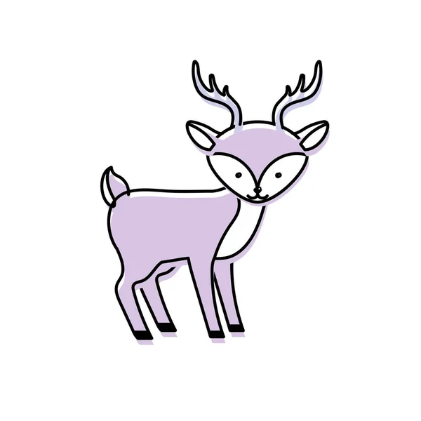 Cute Deer Wild Animal Icon Vector Illustration — Stock Vector