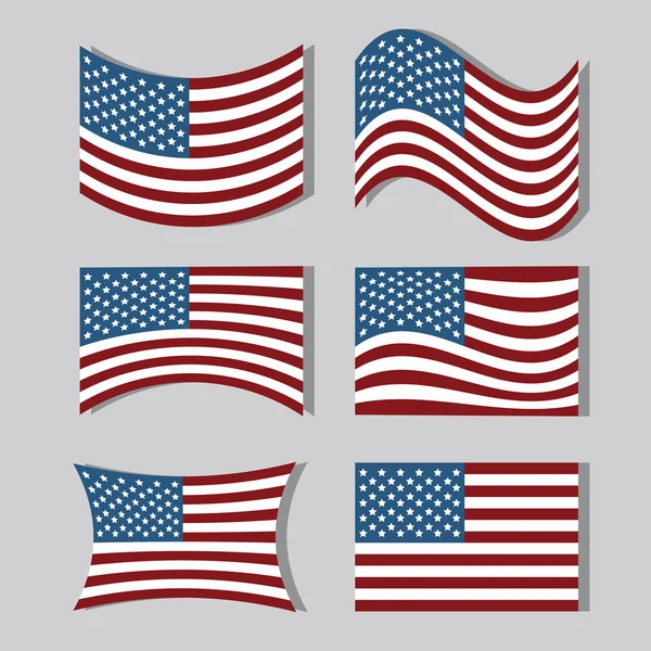 Set Usa Flags Independence Day Tradition Vector Illustration — Stock Vector