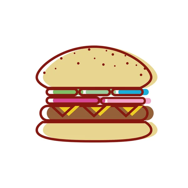 Sabrosa Fresca Hamburguesa Comida Rápida Vector Ilustración — Vector de stock